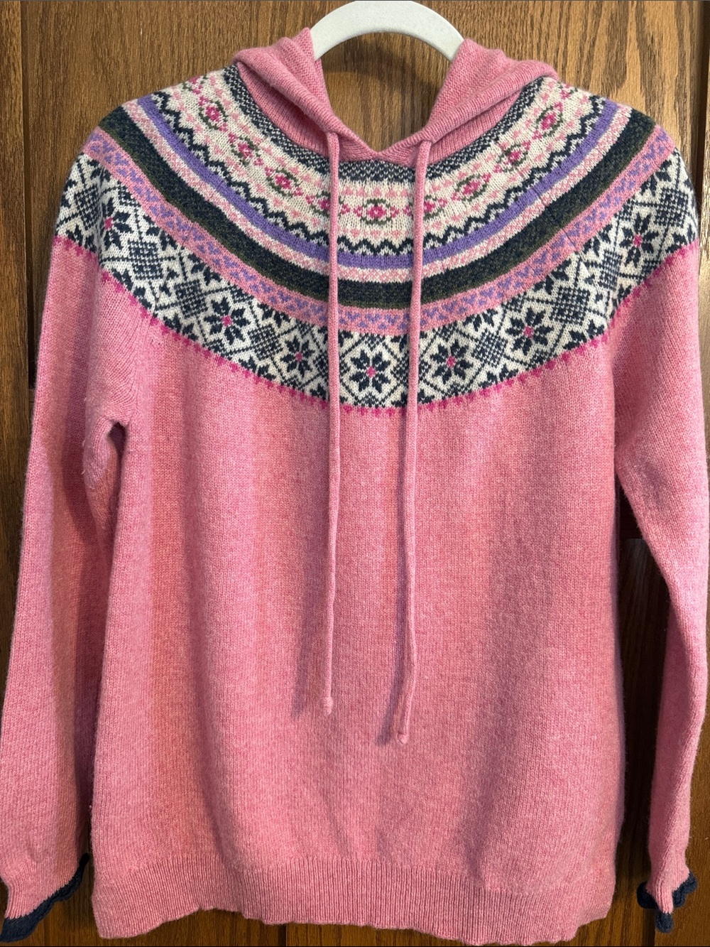 Tabitha Webb Pink Fair Isle Hooded Sweater